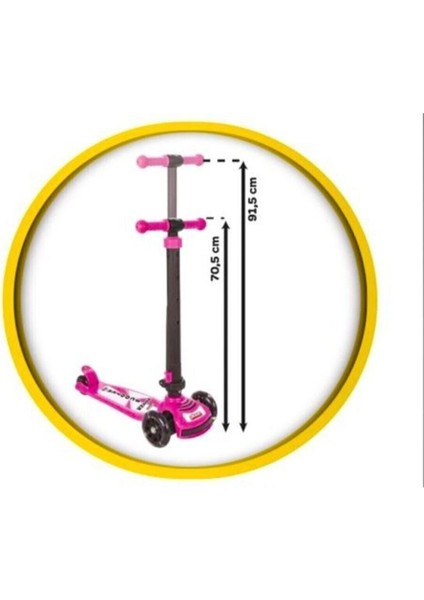 Power Scooter 5-7 Yaş Çocuklar İçin 3 Tekerlekli, Akıllı Fren ve Güvenli Denge Sistemi, Katlanabilir Direksiyon, Pembe fırsatları