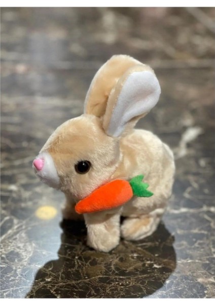 Pilli Sesli Zıp Zıp Yürüyen Havuçlu Tavşan Peluş Oyuncak 15CM fiyatları