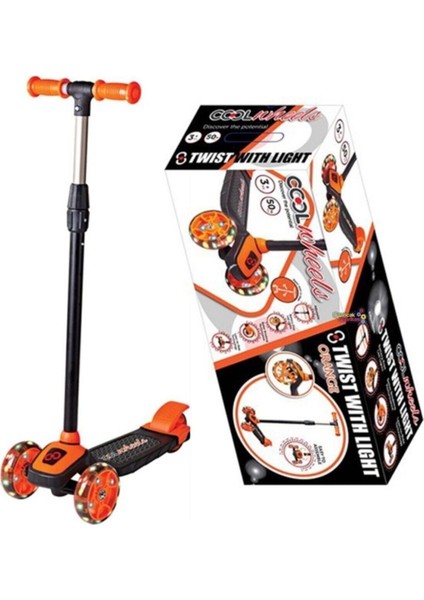 3 Tekerlekli Ayarlanabilir Scooter 3-12 Yaş İçin Turuncu LED Işıklı Eğlenceli Tasarım