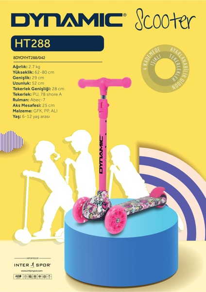 HT288 Işıklı 3 Tekerli Yeni Nesil Scooter Pembe indirimleri