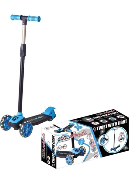 Mavi Cool Wheels Twist LED Işıklı 3 Tekerlekli Yükseklik Ayarlı Scooter