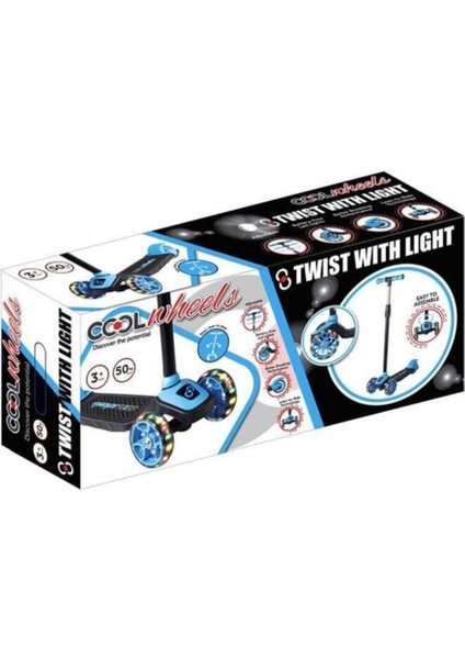 Mavi Cool Wheels Twist LED Işıklı 3 Tekerlekli Yükseklik Ayarlı Scooter fiyatları
