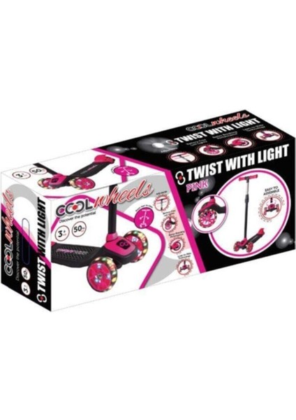 Cool Wheels 50KG Taşıma Kapasiteli Işıklı Stil 3 Tekerlekli Scooter Pembe modelleri