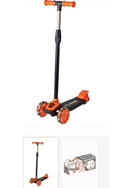 Çocuk Scooter 2-5 Yaş 3 Tekerlekli Işıklı Silikon Tekerlek Ayarlanabilir Yükseklik Turuncu fırsatları