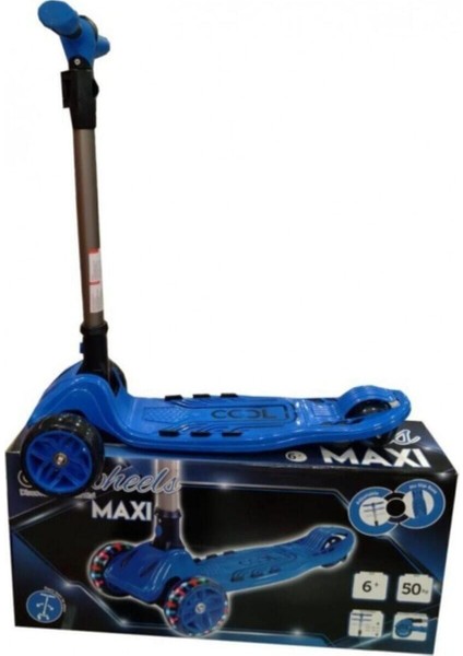 Mavi LED Işıklı Katlanabilir Maxi 3 Tekerlekli Yükseklik Ayarlı Scooter 6+ 50KG FR-59812 modelleri