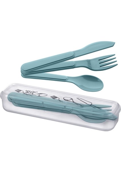 Kendiliğinden Kutulu Hijjenik Plastik Piknik Tipi Çatal Kaşık Bıçak Seti GO5060898684003003231