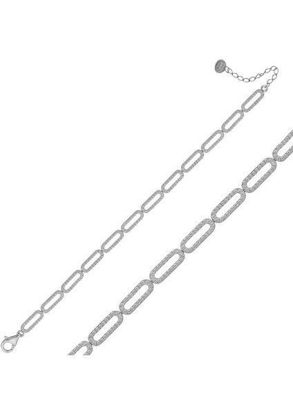 Gümüş Oval Taşlı Bayan Bileklik