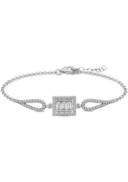 Gümüş Baget Taşlı Bileklik