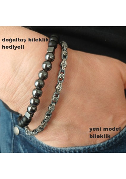 925 Ayar Gümüş Kenarı Taşlı Yeni Model Bileklik