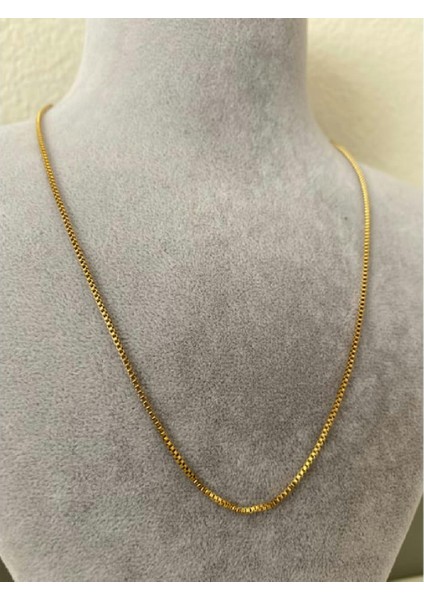 Çelik Zincir Kare 60 cm Gold Kolye