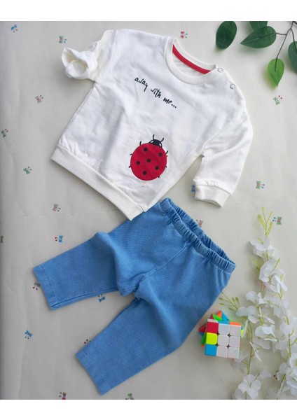 Kız Çocuk Bebek 2li Takım Alt Üst Swaetshirt Jean Kombin 6-9-12-18 Ay