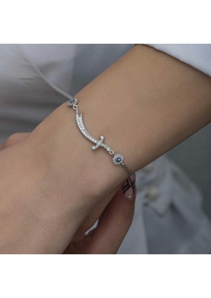 Gümüş Nazarlı Zülfikar Kılıcı Kadın Bileklik modelleri