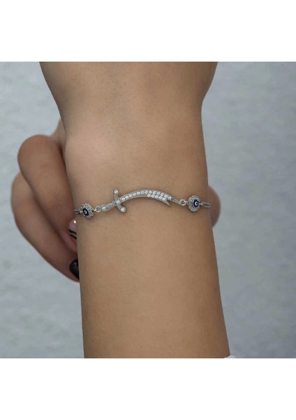 Gümüş Nazarlı Zülfikar Kılıcı Kadın Bileklik fırsatları