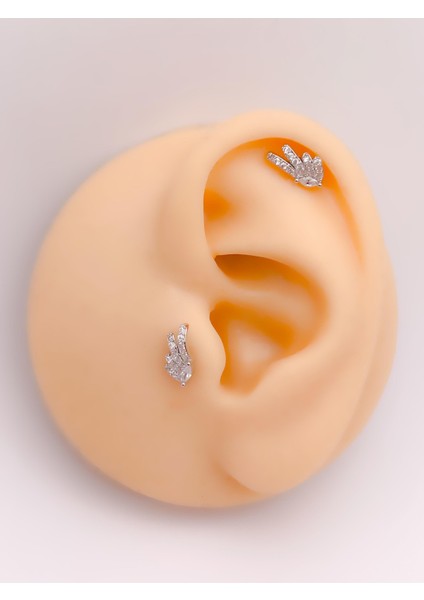 Cerrahi Çelik Piercing Barış Işaretli Kıkırdak Helix Tragus Piercing (1ADET)