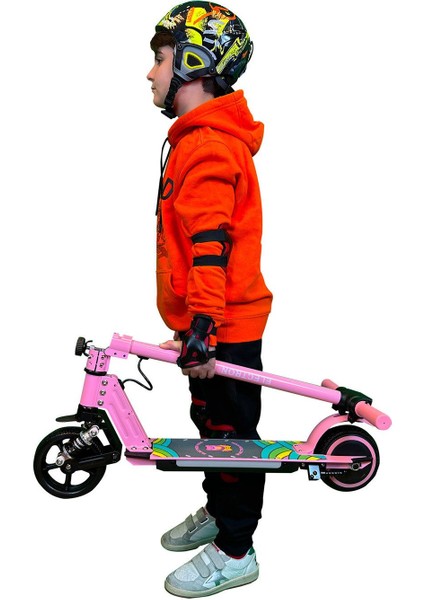 S5 Elektrikli Çocuk Scooter - 130W, LED Işıklı, Amortisörlü (Dizlik ve Dirseklik Hediyeli) modelleri