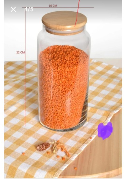 4'lü Bambu Kapaklı Cam Kavanoz 1300 ml