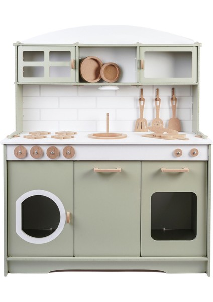 Montessori Ahşap Oyuncak Çocuk Mutfak Seti 1 LED Hediye