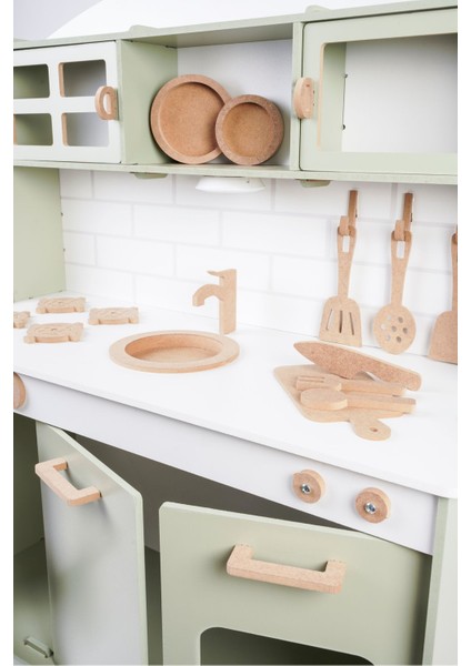 Montessori Ahşap Oyuncak Çocuk Mutfak Seti 1 LED Hediye fırsatları