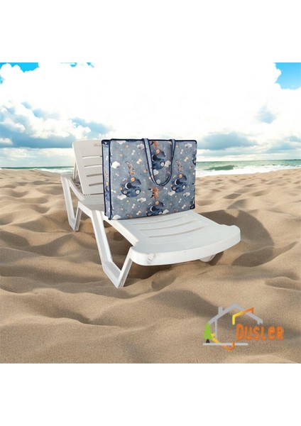 Sevimli Bulut Desenli Plaj Çantası (Şezlong Minderi)