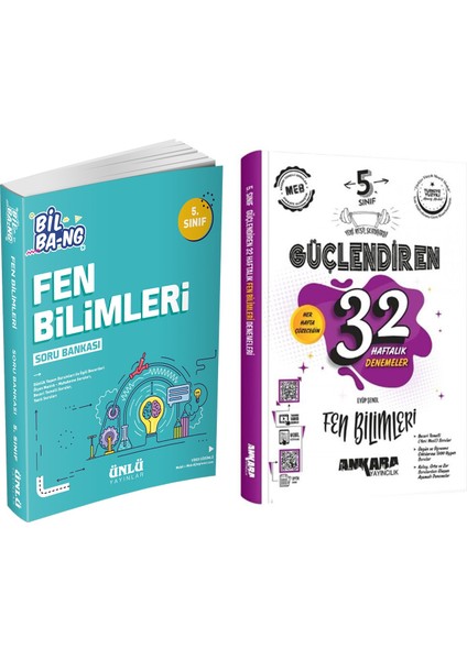 5.sınıf Bil Bang Fen Bilimleri Soru Bankası ve Ankara 32 Haftalık Deneme Seti 2 Kitap