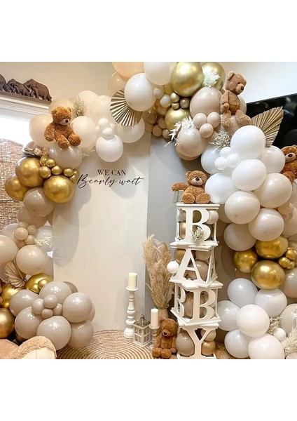 60'lı Balon Seti – Deniz Kumu, Beyaz ,pastel Kahverengi ve Krom Gold Doğum Günü fiyatları