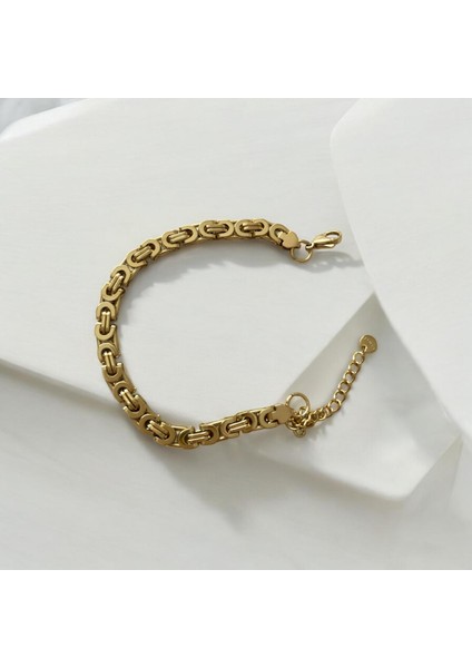 Çelik Kral Model Gold Bileklik