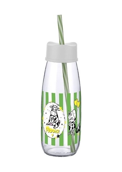 Hayvan Figürlü Pipetli Su ve Süt Şişesi Cam 500 ml