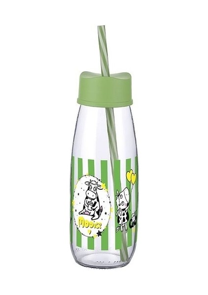 Hayvan Figürlü Pipetli Su ve Süt Şişesi Cam 500 ml