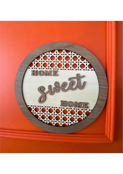 Home Sweet Home Yazılı Dekoratif Hediyelik Ahşap Kapı Duvar Süsü