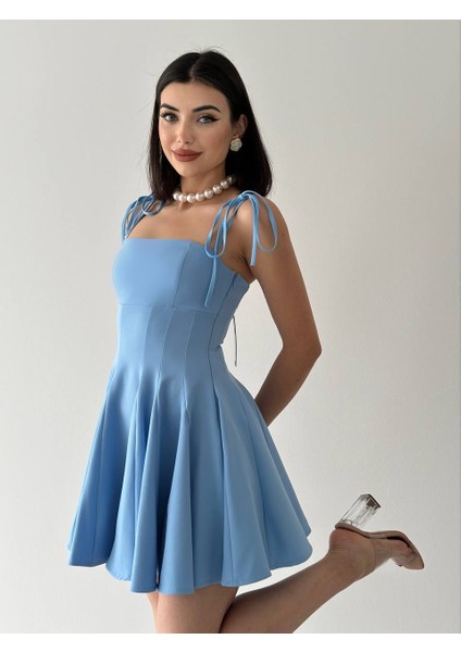 Ip Askılı Kloş Mini Elbise