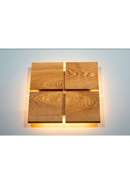 LED Aplik Doğal Ahşap Kare Rustik Salon Duvar Aplik Kütük Aplik 220 V