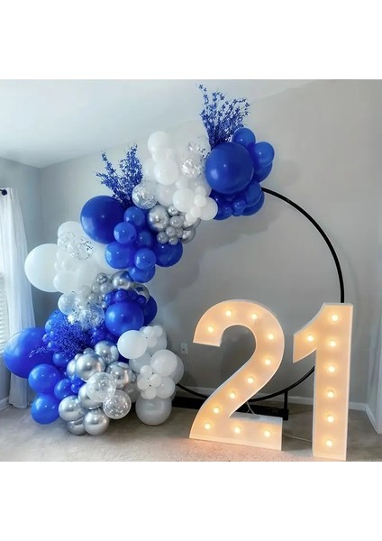 75’li Balon Zinciri Seti + Balon Zinciri Aparatı | 12’’ Mavi & Beyaz Balon + 5’’ Krom Gümüş Balon fiyatları