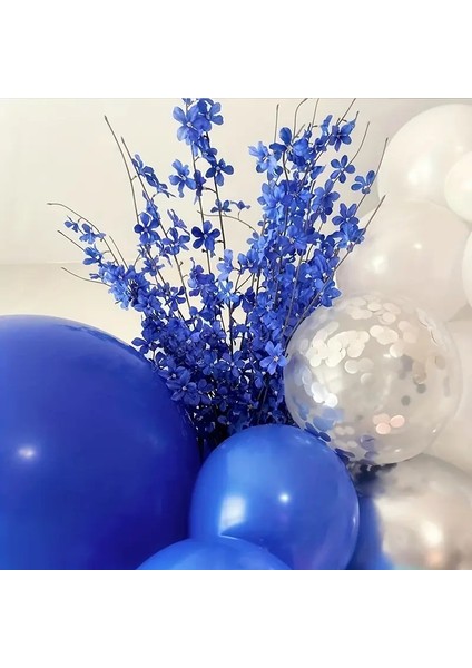 75’li Balon Zinciri Seti + Balon Zinciri Aparatı | 12’’ Mavi & Beyaz Balon + 5’’ Krom Gümüş Balon modelleri