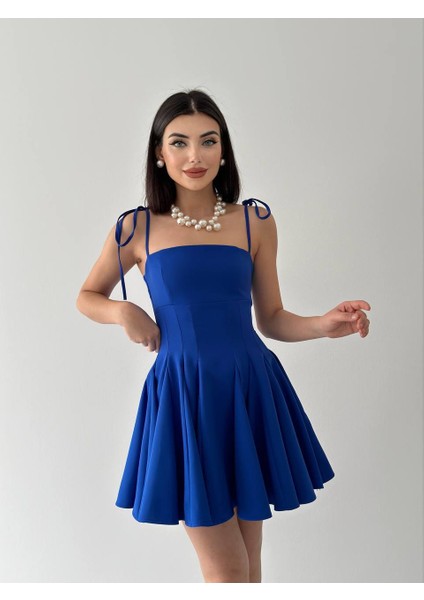 Ip Askılı Kloş Mini Elbise