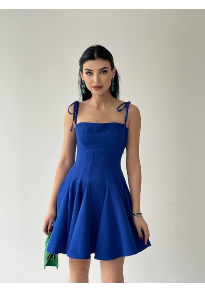 Ip Askılı Kloş Mini Elbise