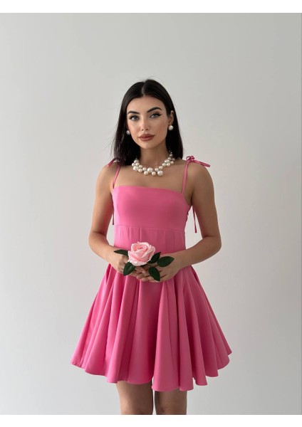 Ip Askılı Kloş Mini Elbise