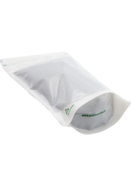 Geri Dönüştürülebilir Beyaz Doypack 13 x 22,5 + 3,5 cm. 250 Gr. -500 Adet