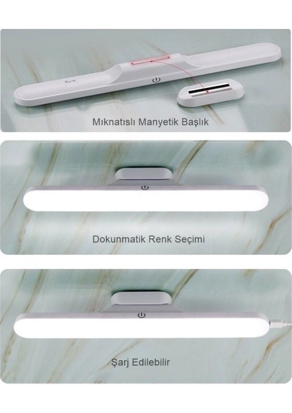 Mıknatıslı Kabin LED Işık USB Şarjlı Kablosuz LED Lamba 3 Farklı Işık Modu