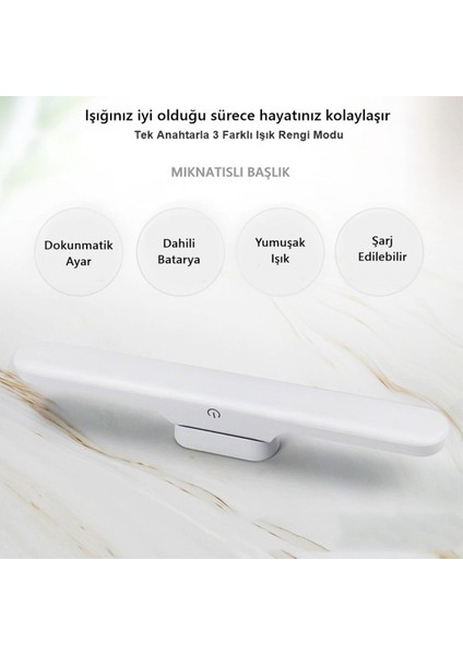 Mıknatıslı Kabin LED Işık USB Şarjlı Kablosuz LED Lamba 3 Farklı Işık Modu