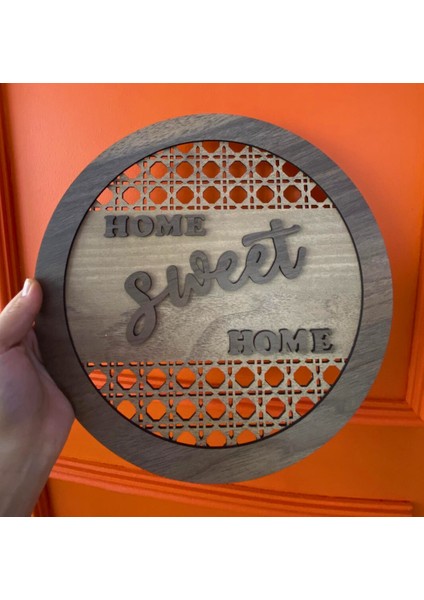 Home Sweet Home Yazılı Dekoratif Hediyelik Ahşap Kapı Duvar Süsü