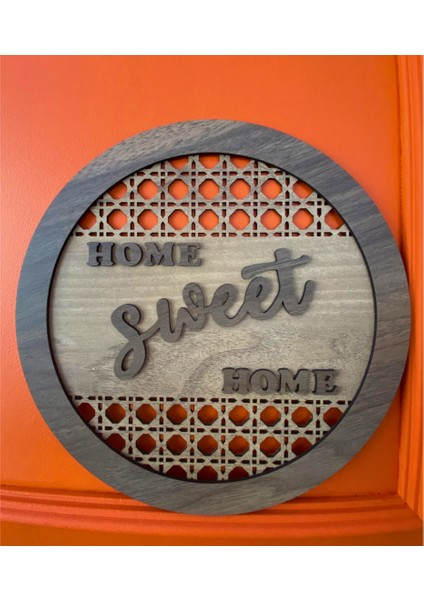 Home Sweet Home Yazılı Dekoratif Hediyelik Ahşap Kapı Duvar Süsü