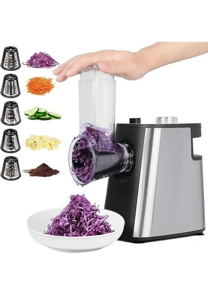 5 Başlıklı Elektrikli Çok Fonksiyonlu Sebze ve Meyve Doğrayıcı Rende - Rondo