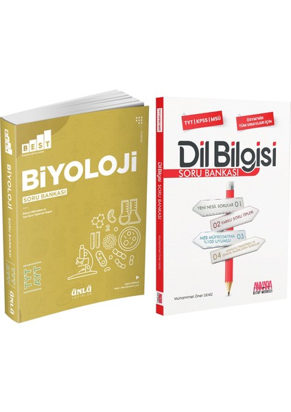 Ünlü Yayıncılık Tyt Ayt Biyoloji Best ve Akm Dil Bilgisi Soru Bankası Seti 2 Kitap