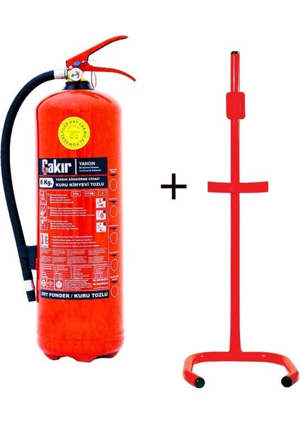 6kg Yangın Tüpü ve C Tipi Sehpa 2li Set
