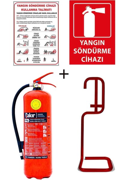 6kg Yangın Tüpü,yangın Tüpü Kullanım Talimatı, Yangın Tüpü Levhası, ve Kare Sehpa 4lü Set