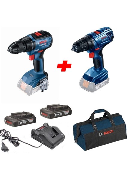 Professional Gsr 18V-50 + Gsr 180-LI 18V 2.0 Ah Çift Akülü Set Vidalama Şarjlı Matkap