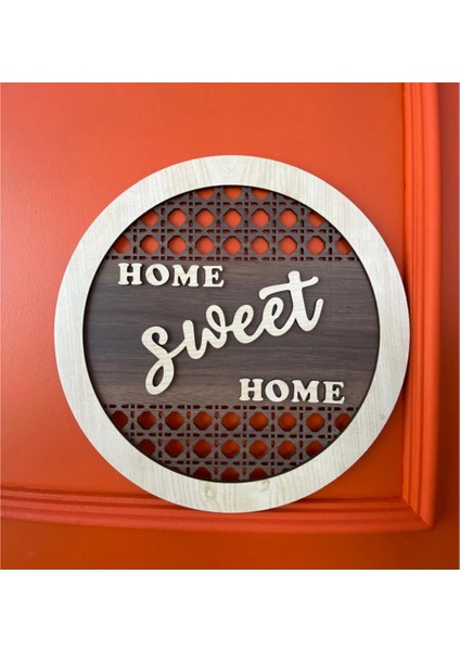 Home Sweet Home Yazılı Dekoratif Hediyelik Ahşap Kapı Duvar Süsü