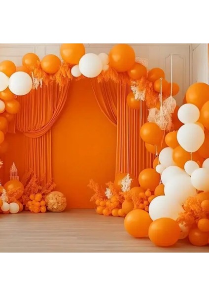 100’LÜ Balon Zinciri Seti – Turuncu ve Beyaz 12 Inç Doğum Günü