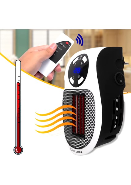 500 Watt Priz Tipi Uzaktan Kumandalı Taşınabilir Isıtıcı (Zamanlayıcı) (OM-1211) GO506089MT-20327