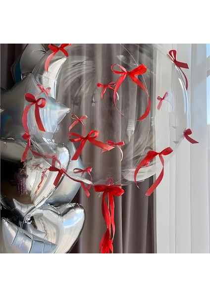 🎈 Baloncu Abla 18 Inch Bobo Balon & 20’li Kırmızı Minik Kurdele Seti Şeffaf Balon